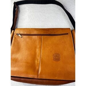 PGA Leather Messenger Bag Tan Adjustable Strap